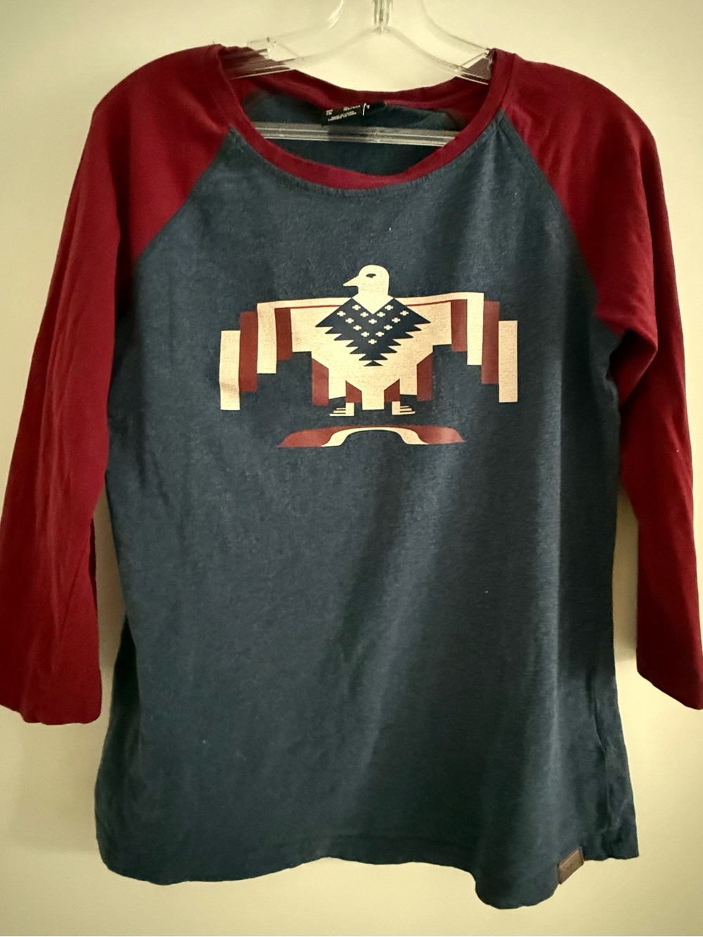 Ariat Boys' Navy Raglan Tee with Burgundy Sleeves and Eagle Graphic